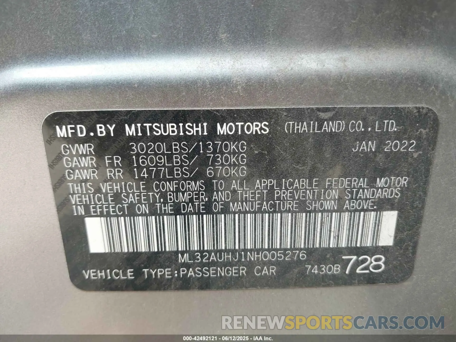 9 fotografías del automóvil dañado ML32AUHJ1NH005276 MITSUBISHI MIRAGE 2022