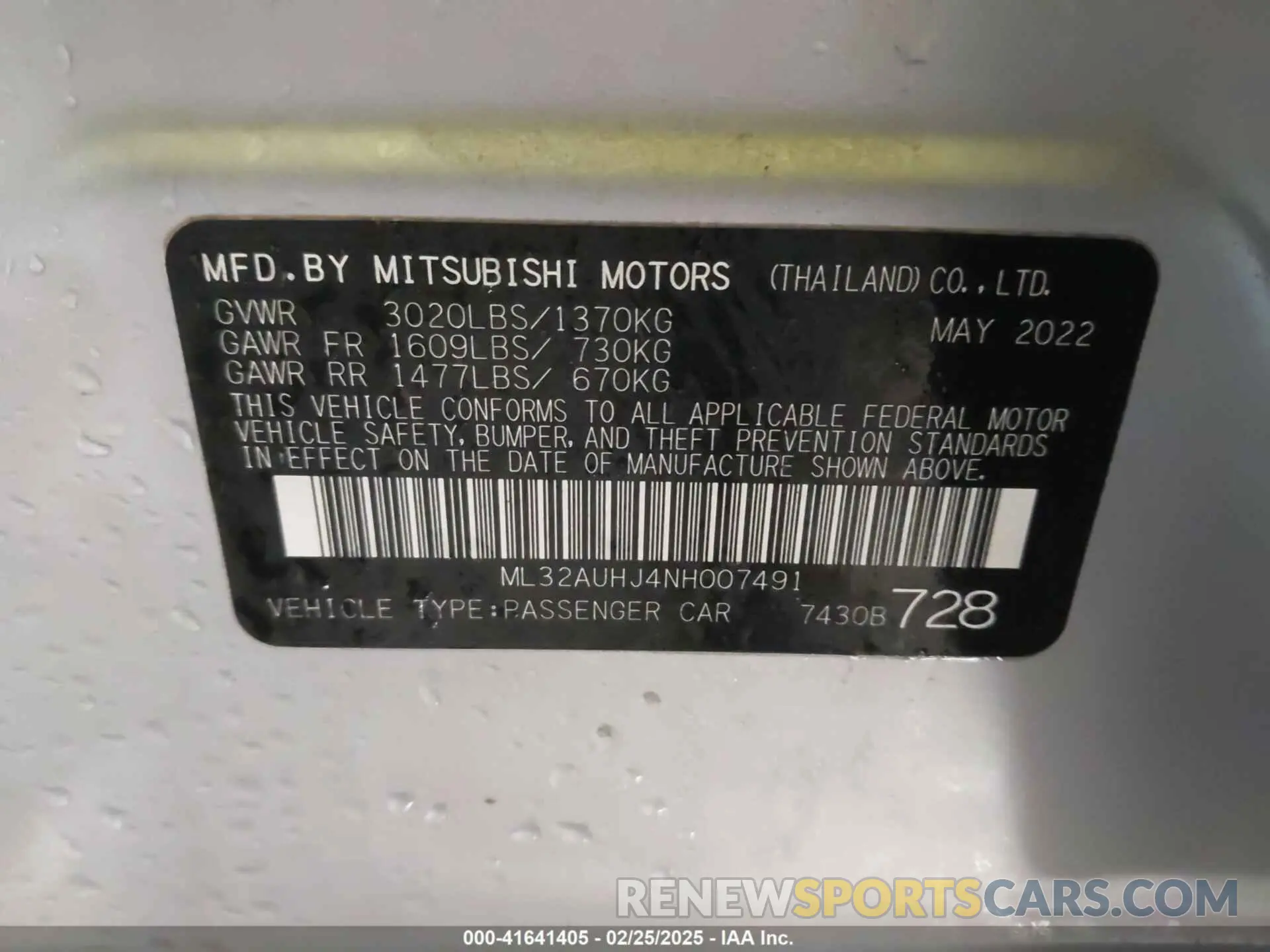 9 fotografías del automóvil dañado ML32AUHJ4NH007491 MITSUBISHI MIRAGE 2022