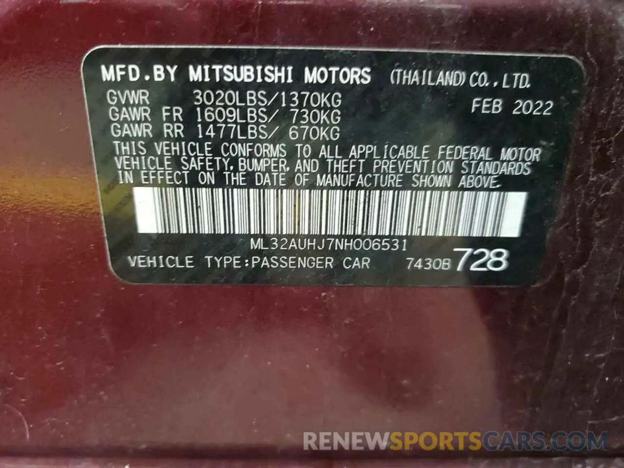 13 fotografías del automóvil dañado ML32AUHJ7NH006531 MITSUBISHI MIRAGE 2022