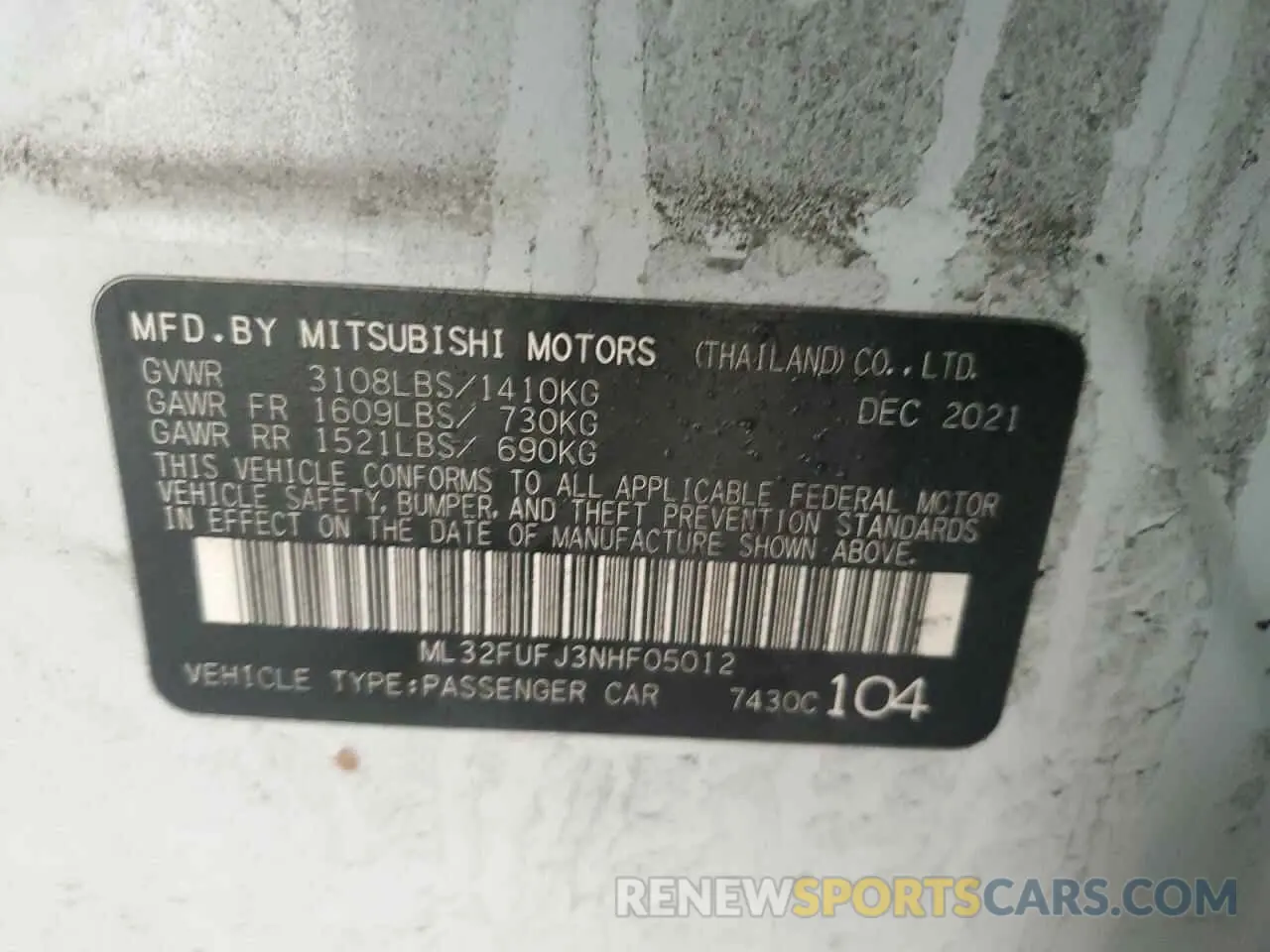 12 fotografías del automóvil dañado ML32FUFJ3NHF05012 MITSUBISHI MIRAGE 2022
