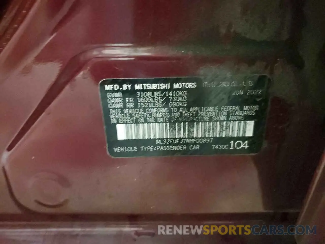 12 fotografías del automóvil dañado ML32FUFJ7NHF08897 MITSUBISHI MIRAGE 2022