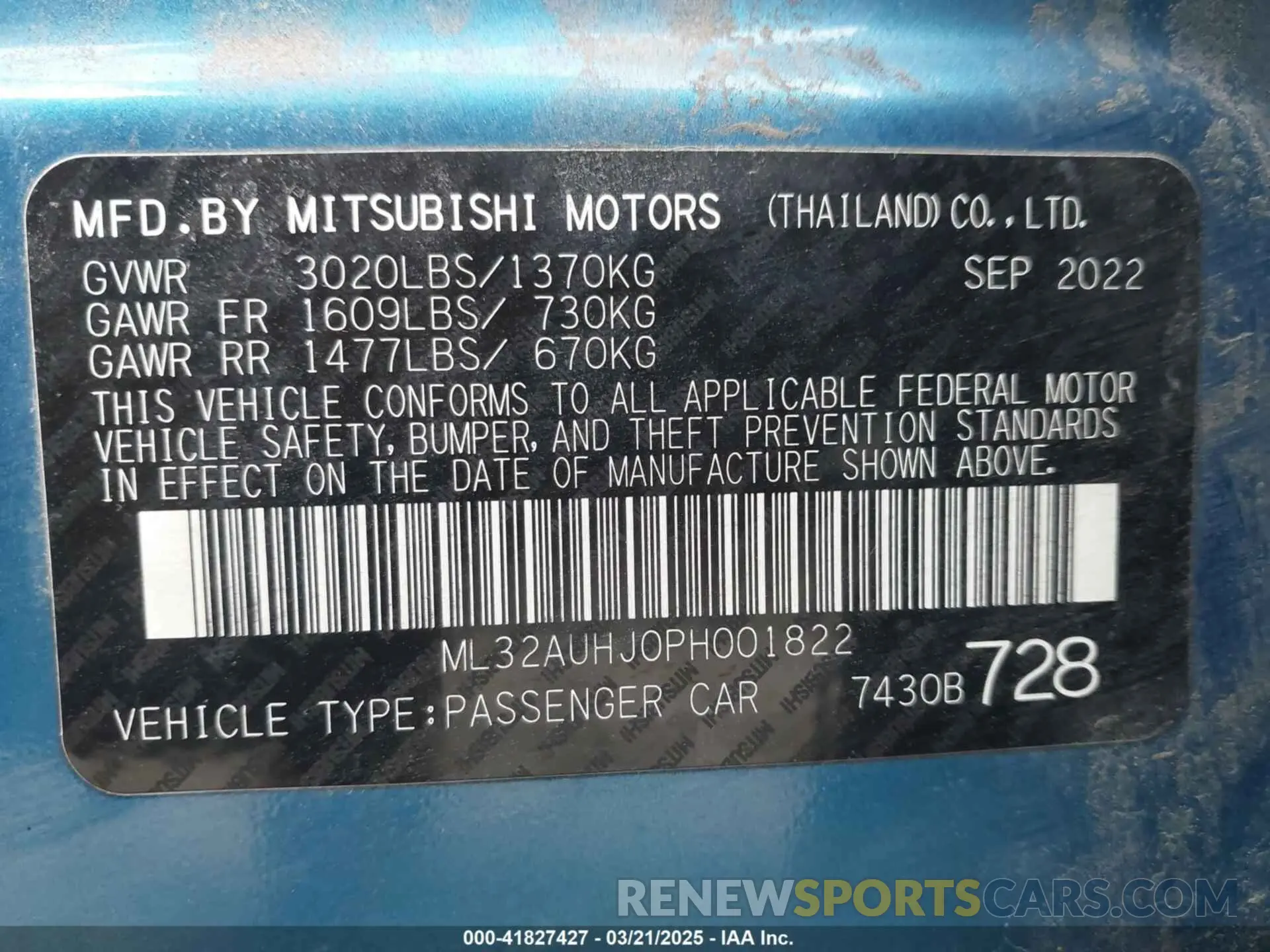 9 fotografías del automóvil dañado ML32AUHJ0PH001822 MITSUBISHI MIRAGE 2023