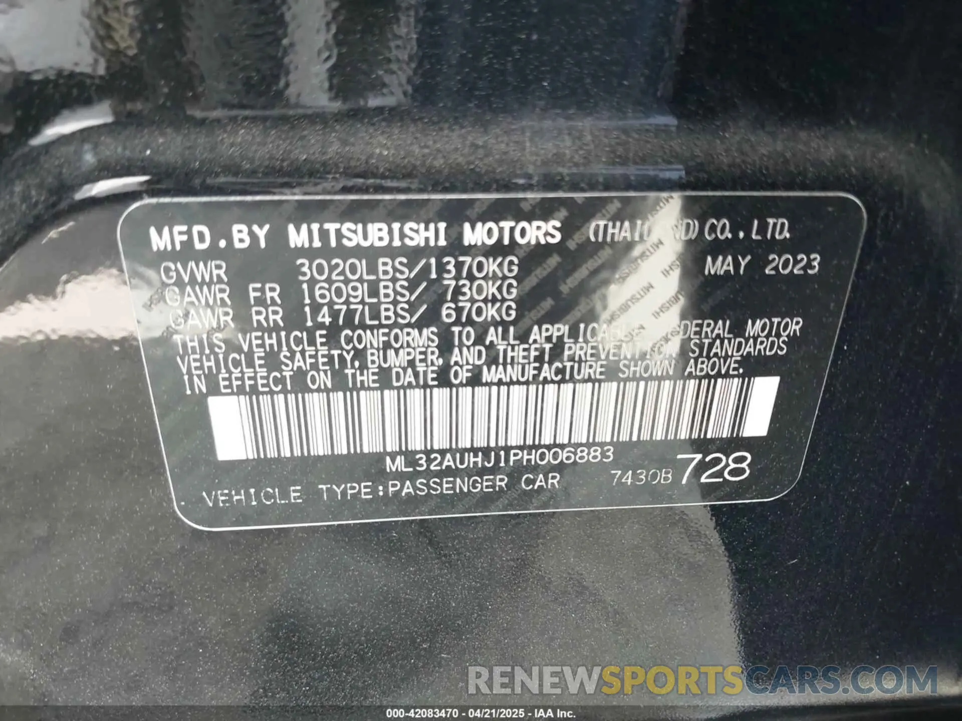 9 fotografías del automóvil dañado ML32AUHJ1PH006883 MITSUBISHI MIRAGE 2023