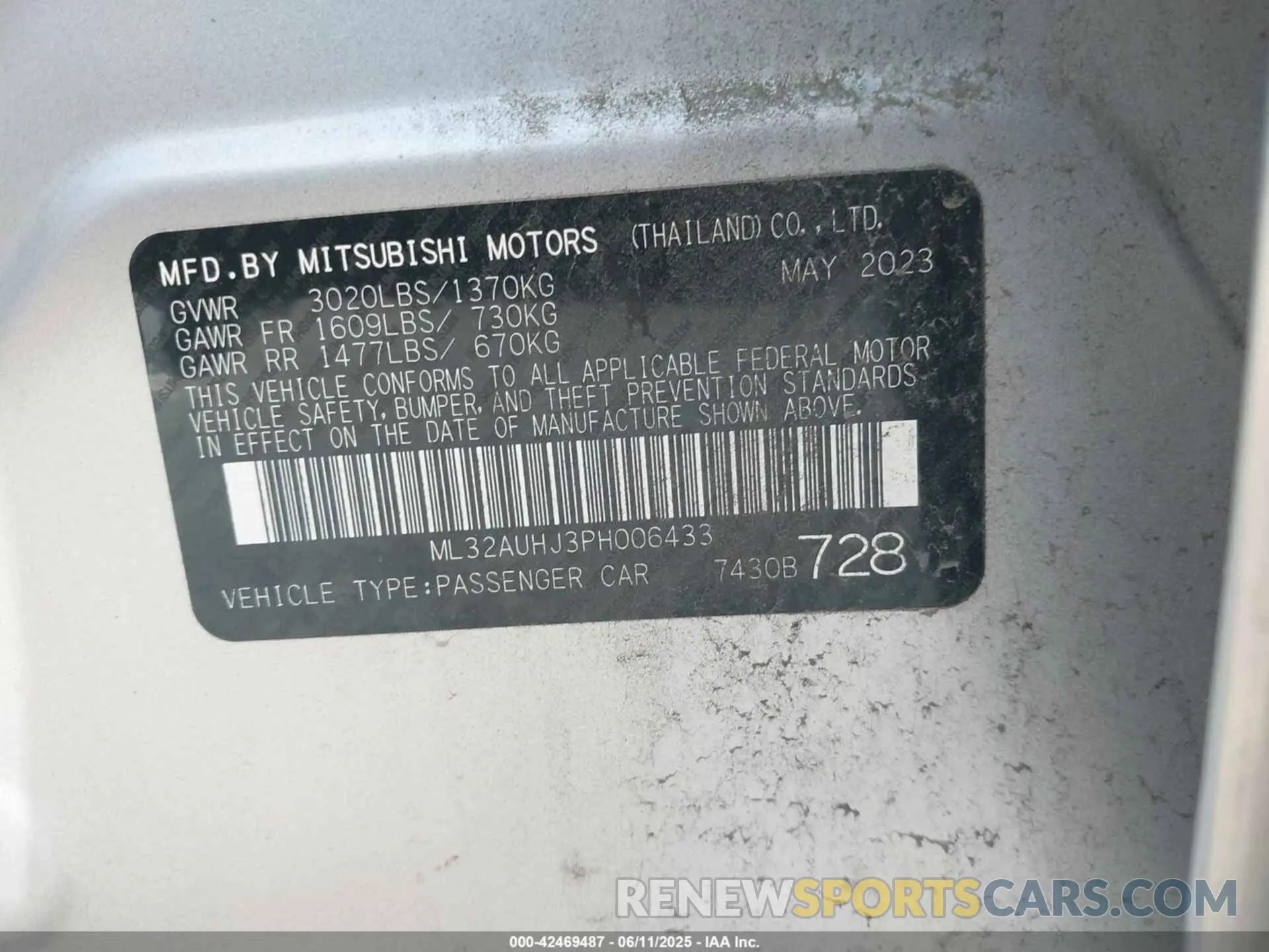 9 fotografías del automóvil dañado ML32AUHJ3PH006433 MITSUBISHI MIRAGE 2023