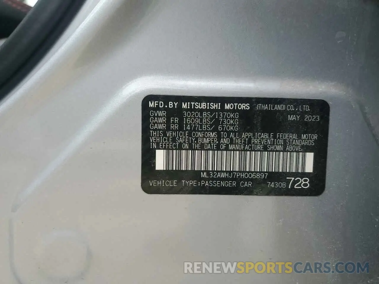 13 fotografías del automóvil dañado ML32AWHJ7PH006897 MITSUBISHI MIRAGE 2023