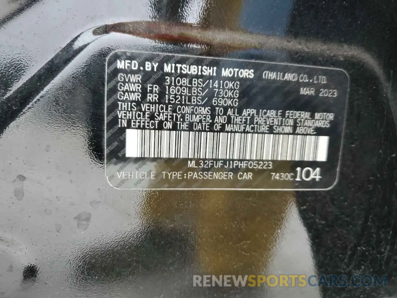12 fotografías del automóvil dañado ML32FUFJ1PHF05223 MITSUBISHI MIRAGE 2023