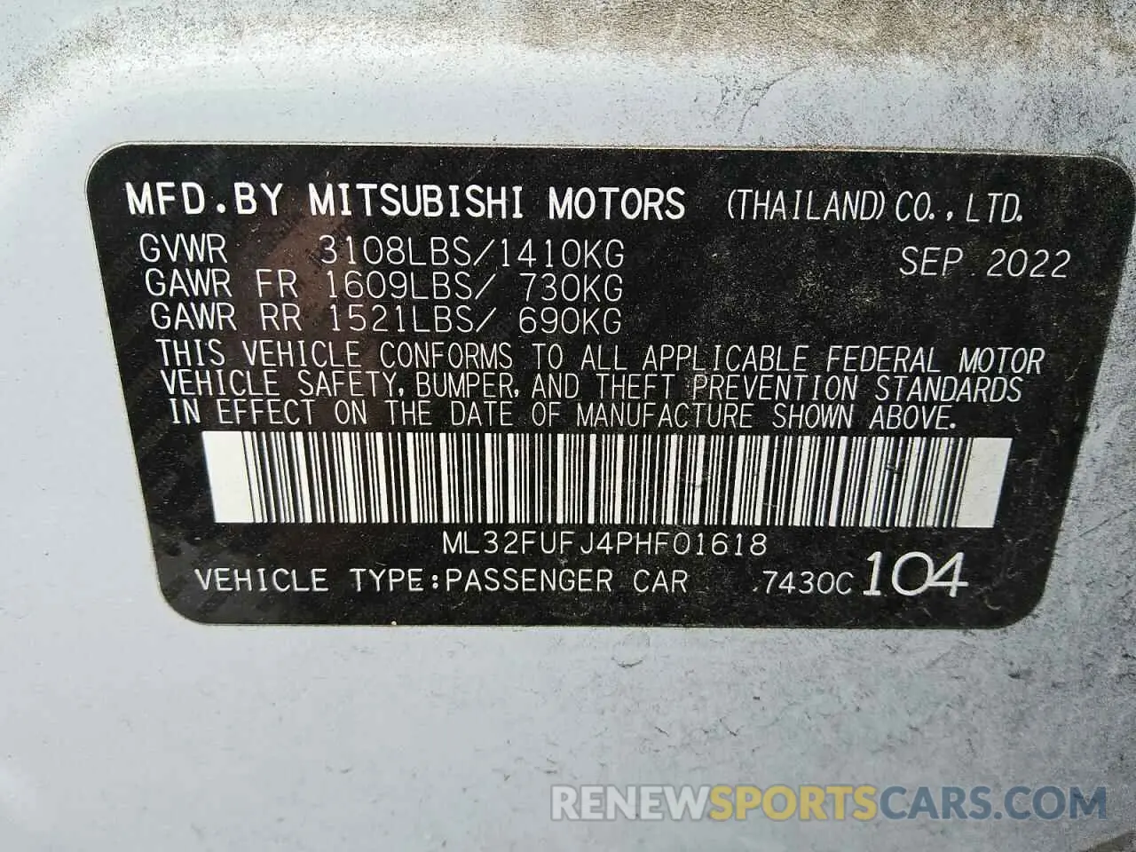 12 fotografías del automóvil dañado ML32FUFJ4PHF01618 MITSUBISHI MIRAGE 2023