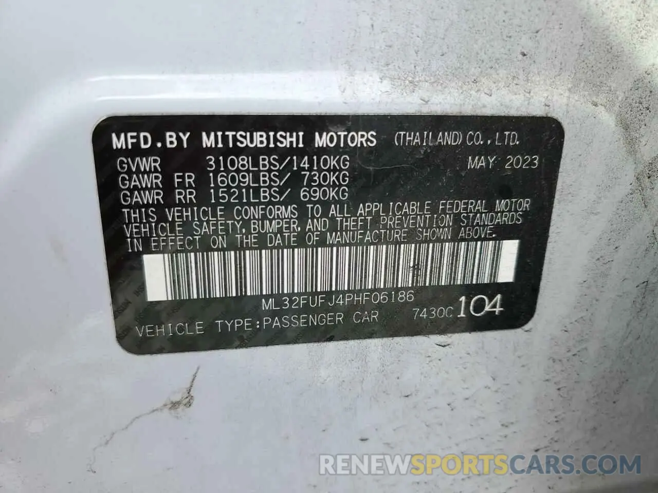 12 fotografías del automóvil dañado ML32FUFJ4PHF06186 MITSUBISHI MIRAGE 2023