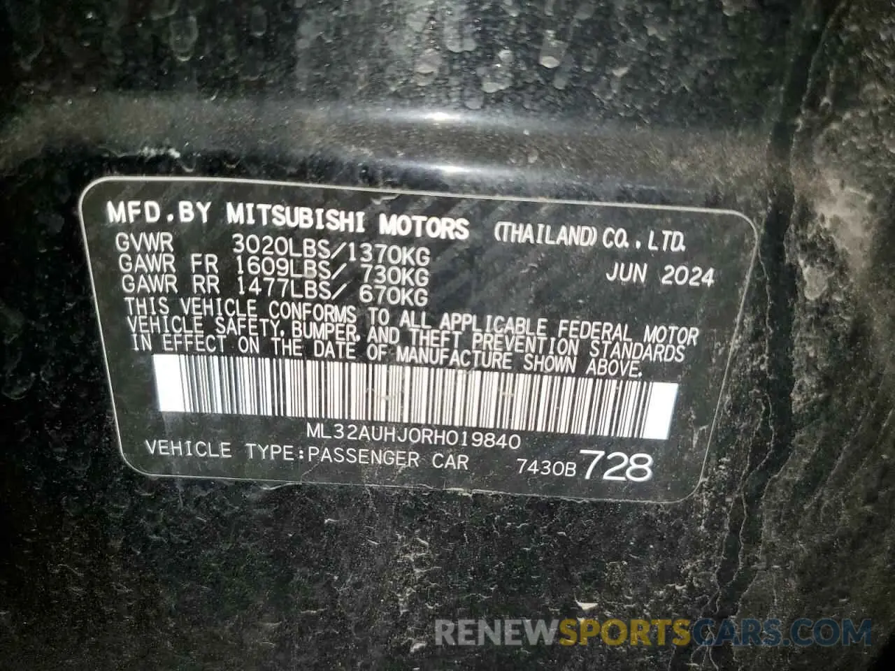 13 fotografías del automóvil dañado ML32AUHJ0RH019840 MITSUBISHI MIRAGE 2024