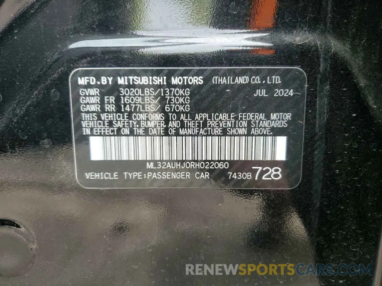 12 fotografías del automóvil dañado ML32AUHJ0RH022060 MITSUBISHI MIRAGE 2024