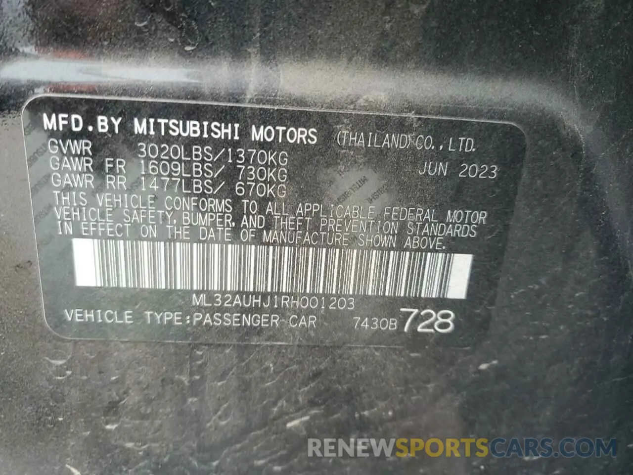 13 fotografías del automóvil dañado ML32AUHJ1RH001203 MITSUBISHI MIRAGE 2024