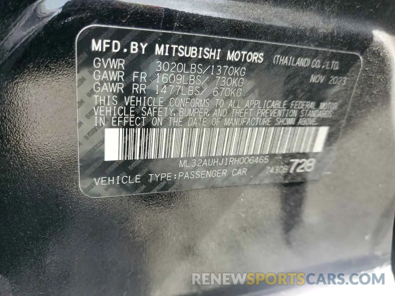 13 fotografías del automóvil dañado ML32AUHJ1RH006465 MITSUBISHI MIRAGE 2024