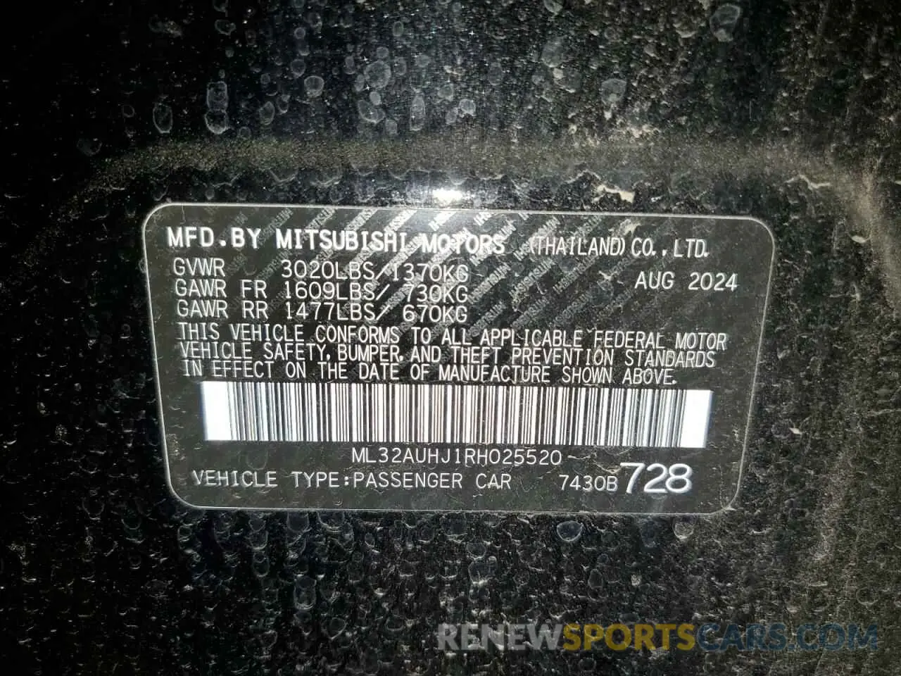 13 fotografías del automóvil dañado ML32AUHJ1RH025520 MITSUBISHI MIRAGE 2024