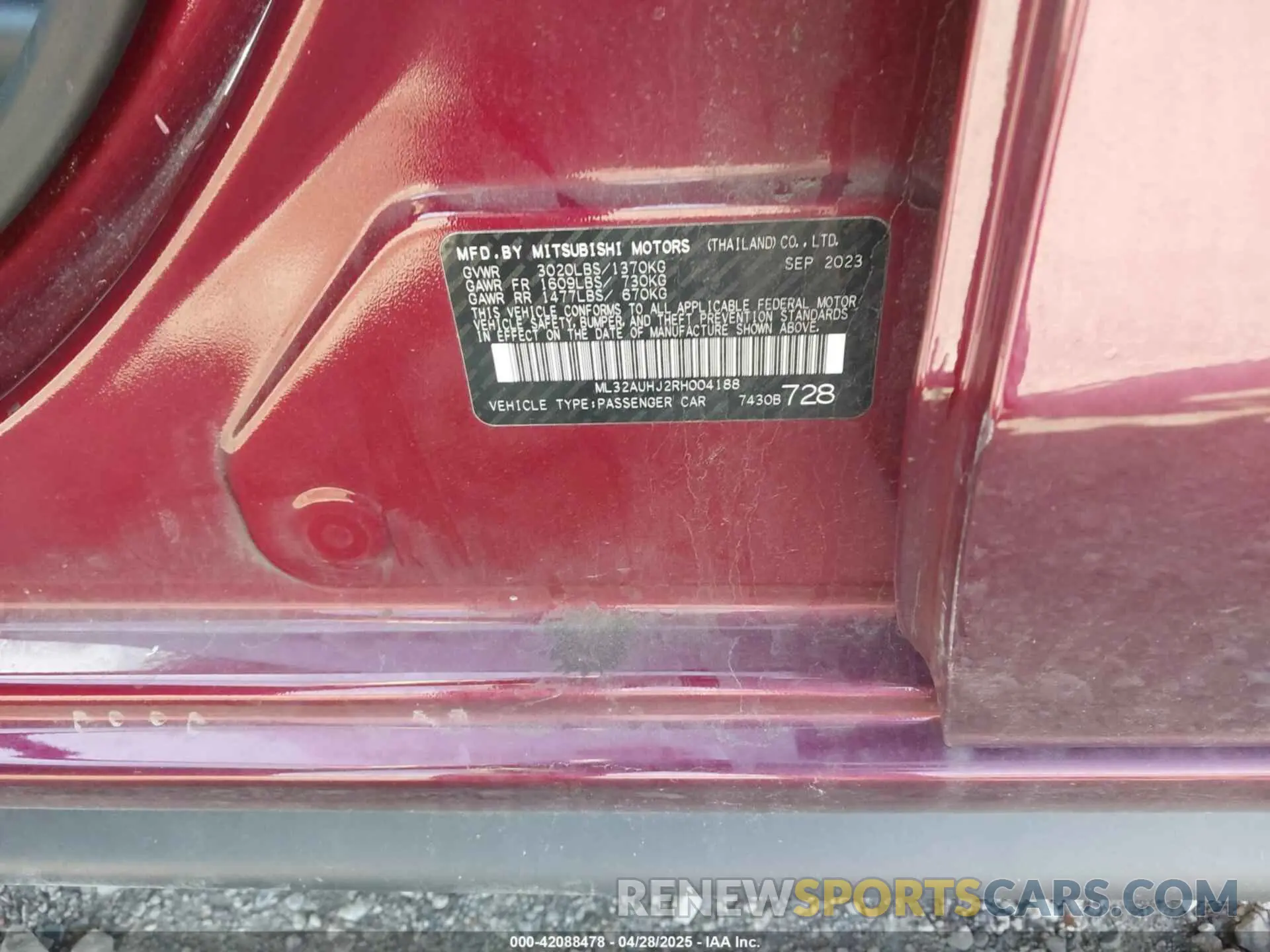 9 fotografías del automóvil dañado ML32AUHJ2RH004188 MITSUBISHI MIRAGE 2024
