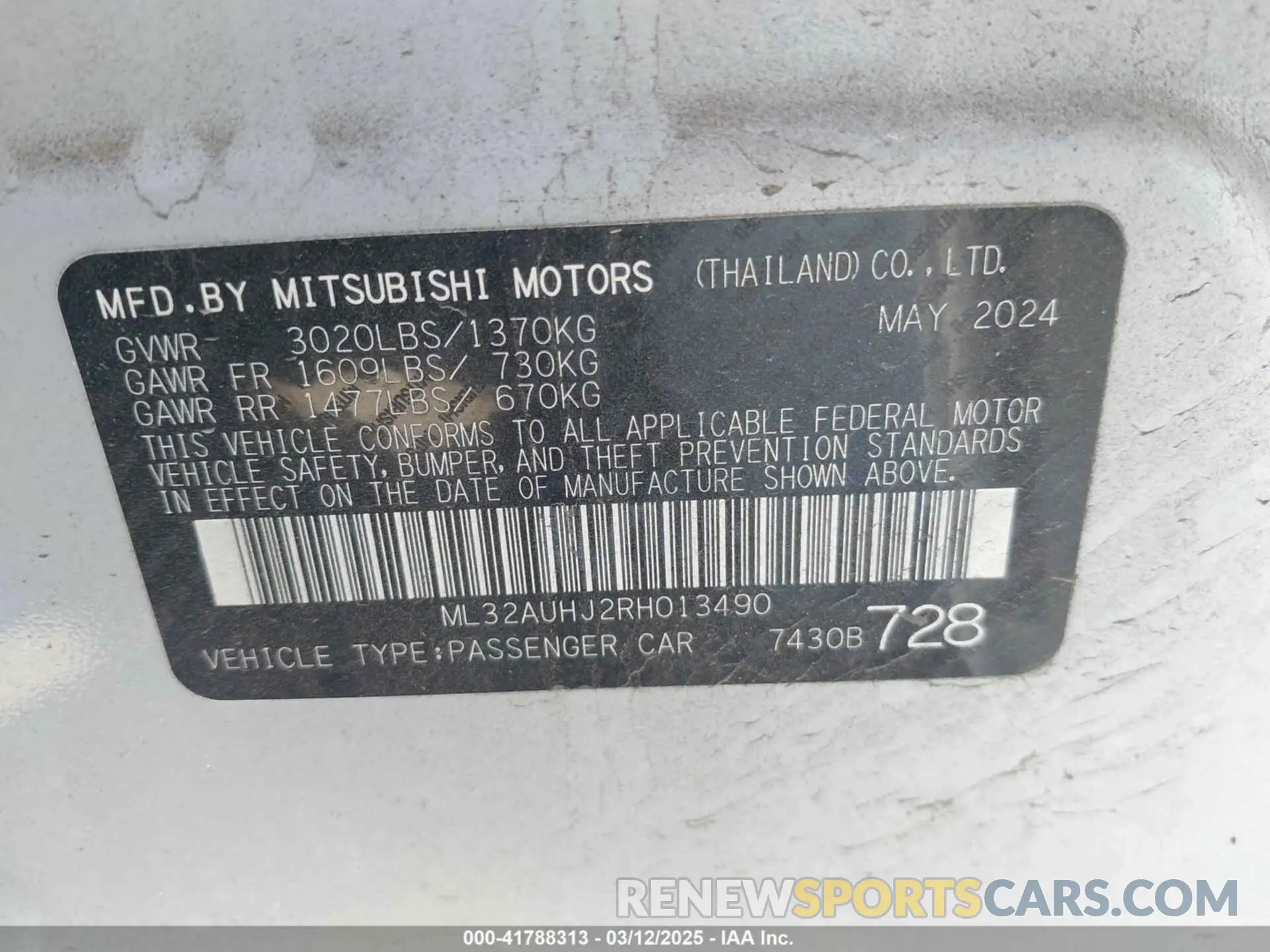 9 fotografías del automóvil dañado ML32AUHJ2RH013490 MITSUBISHI MIRAGE 2024