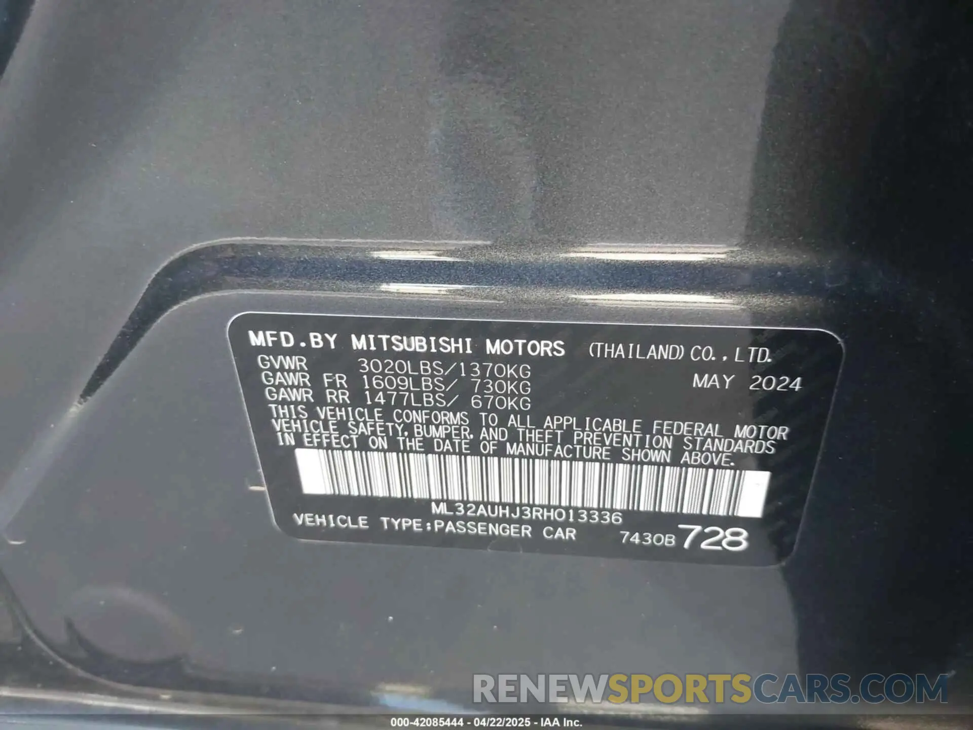 9 fotografías del automóvil dañado ML32AUHJ3RH013336 MITSUBISHI MIRAGE 2024