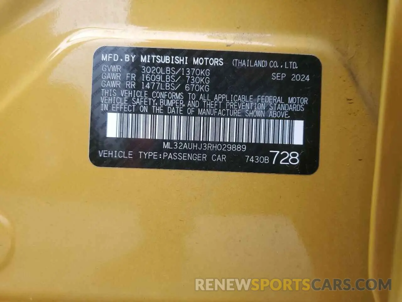 12 fotografías del automóvil dañado ML32AUHJ3RH029889 MITSUBISHI MIRAGE 2024
