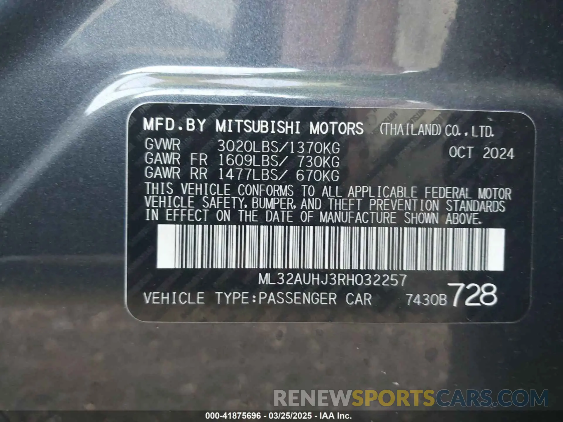9 fotografías del automóvil dañado ML32AUHJ3RH032257 MITSUBISHI MIRAGE 2024