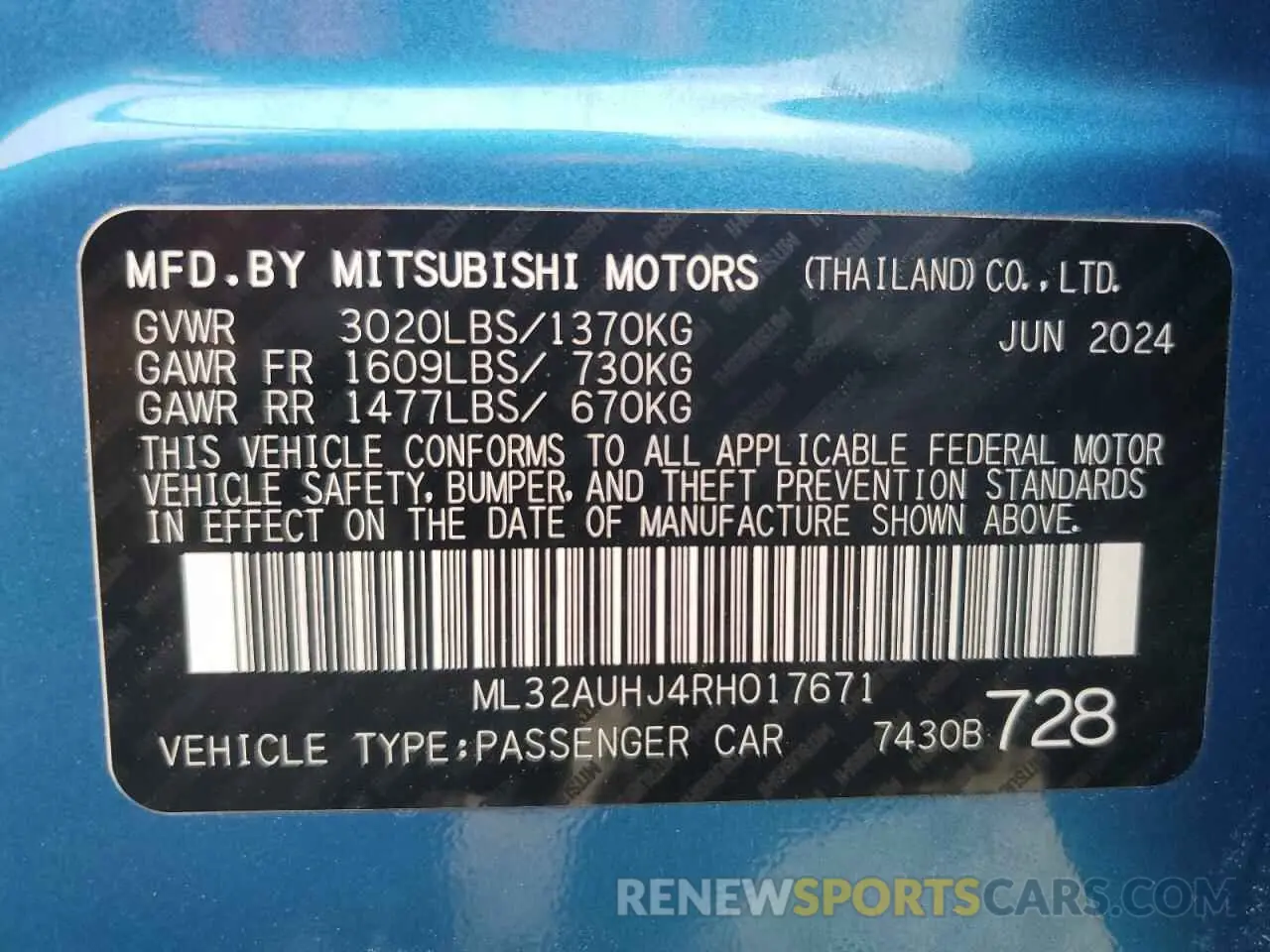 13 fotografías del automóvil dañado ML32AUHJ4RH017671 MITSUBISHI MIRAGE 2024