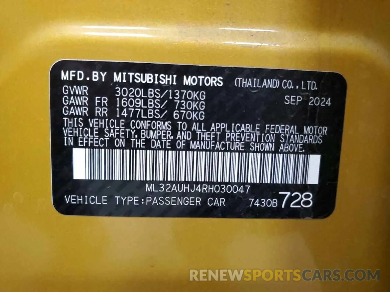 13 fotografías del automóvil dañado ML32AUHJ4RH030047 MITSUBISHI MIRAGE 2024