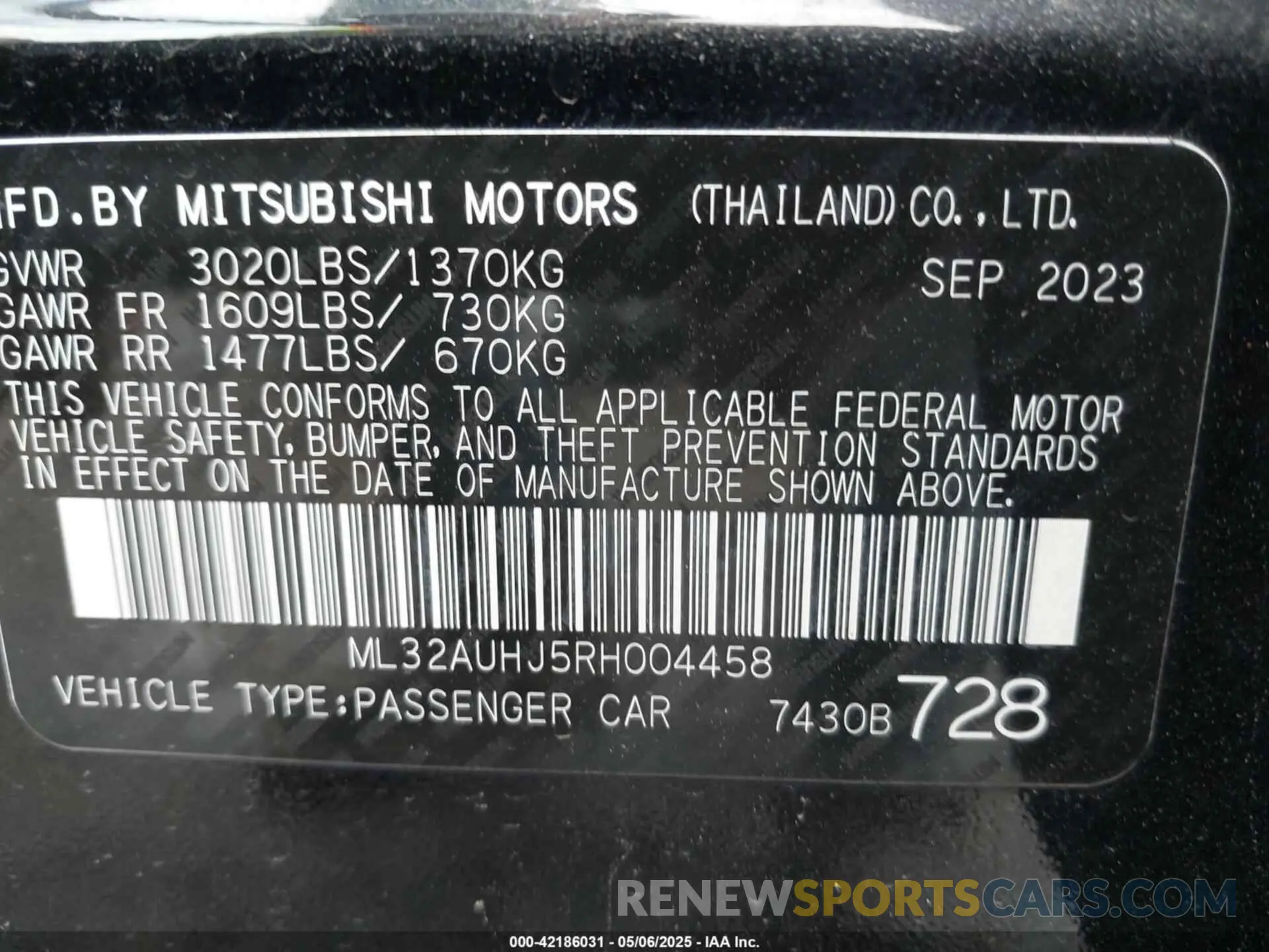 9 fotografías del automóvil dañado ML32AUHJ5RH004458 MITSUBISHI MIRAGE 2024