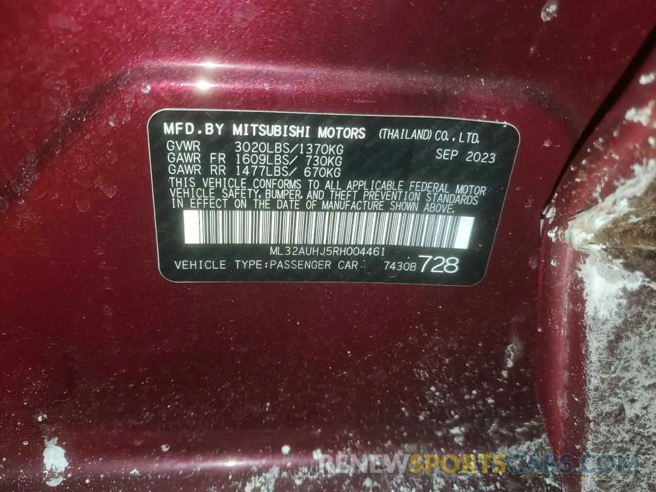 15 fotografías del automóvil dañado ML32AUHJ5RH004461 MITSUBISHI MIRAGE 2024