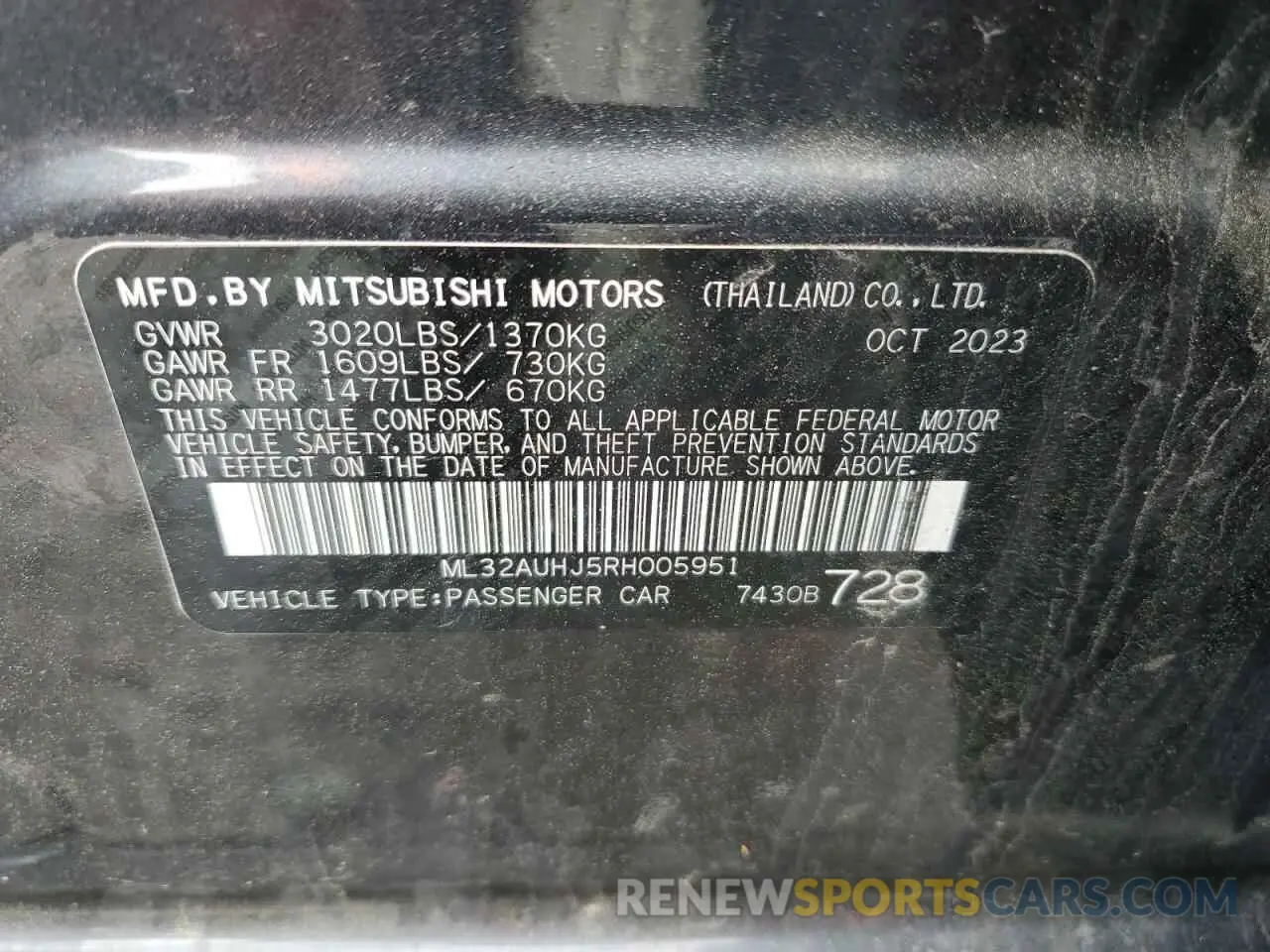 12 fotografías del automóvil dañado ML32AUHJ5RH005951 MITSUBISHI MIRAGE 2024