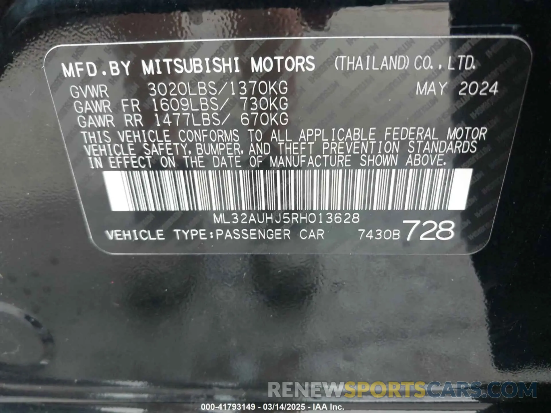 9 fotografías del automóvil dañado ML32AUHJ5RH013628 MITSUBISHI MIRAGE 2024