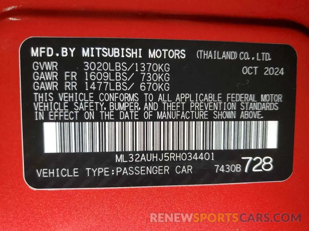 12 fotografías del automóvil dañado ML32AUHJ5RH034401 MITSUBISHI MIRAGE 2024