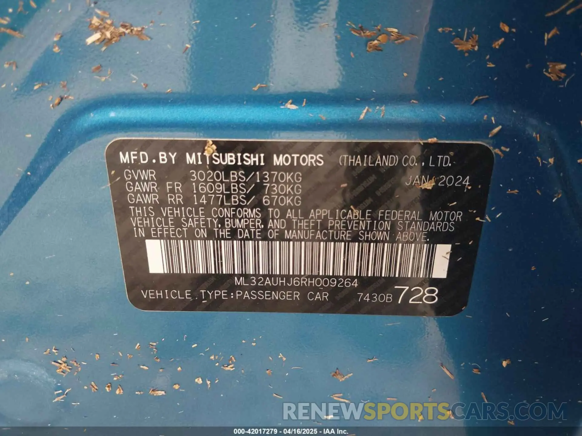9 fotografías del automóvil dañado ML32AUHJ6RH009264 MITSUBISHI MIRAGE 2024