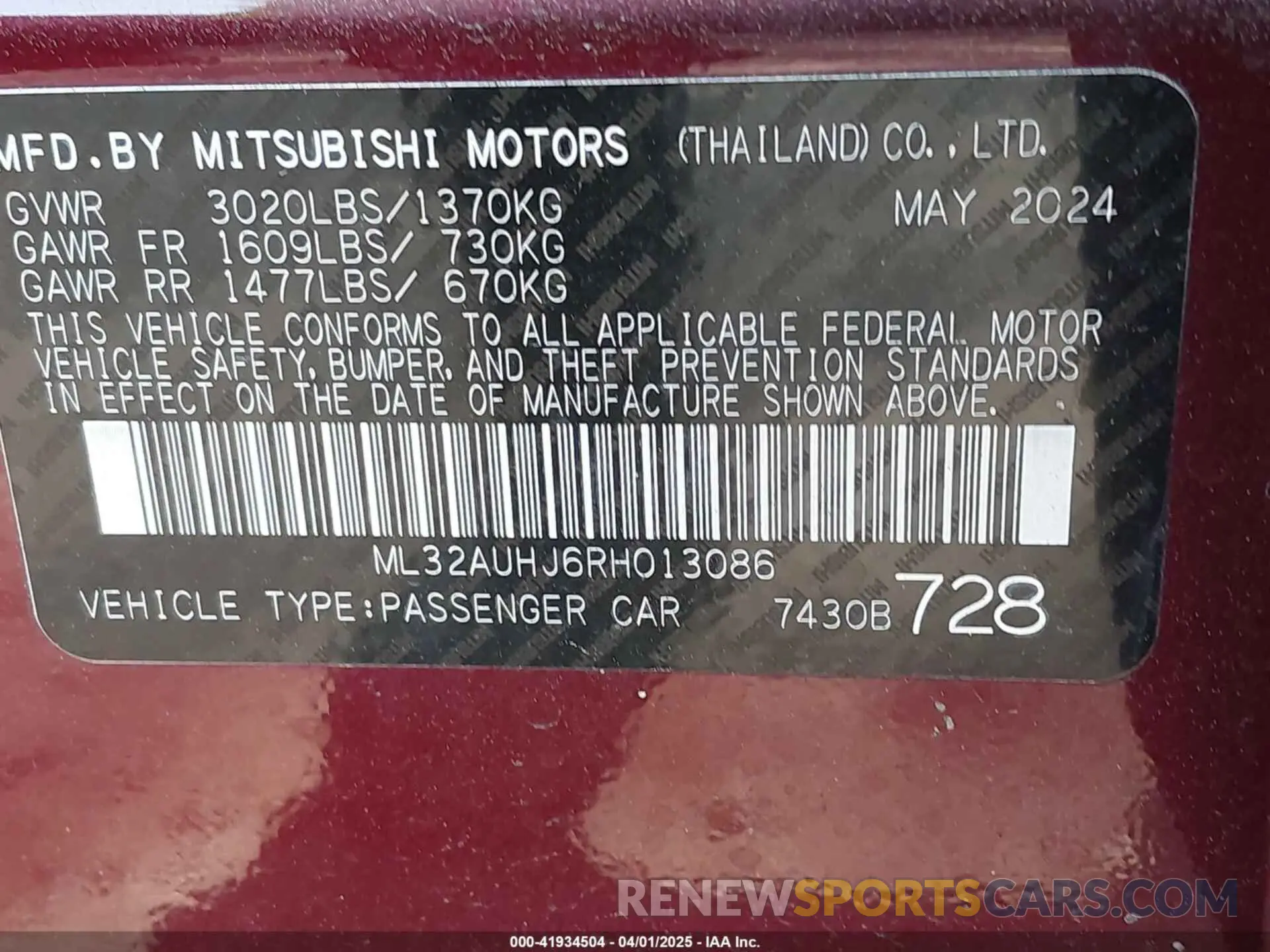 9 fotografías del automóvil dañado ML32AUHJ6RH013086 MITSUBISHI MIRAGE 2024