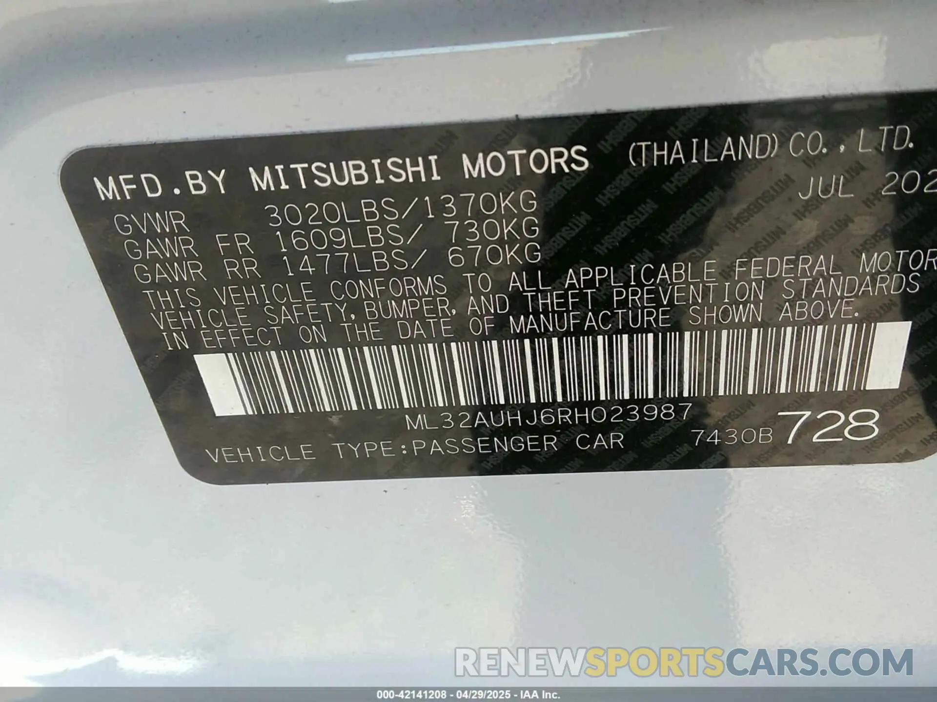 9 fotografías del automóvil dañado ML32AUHJ6RH023987 MITSUBISHI MIRAGE 2024