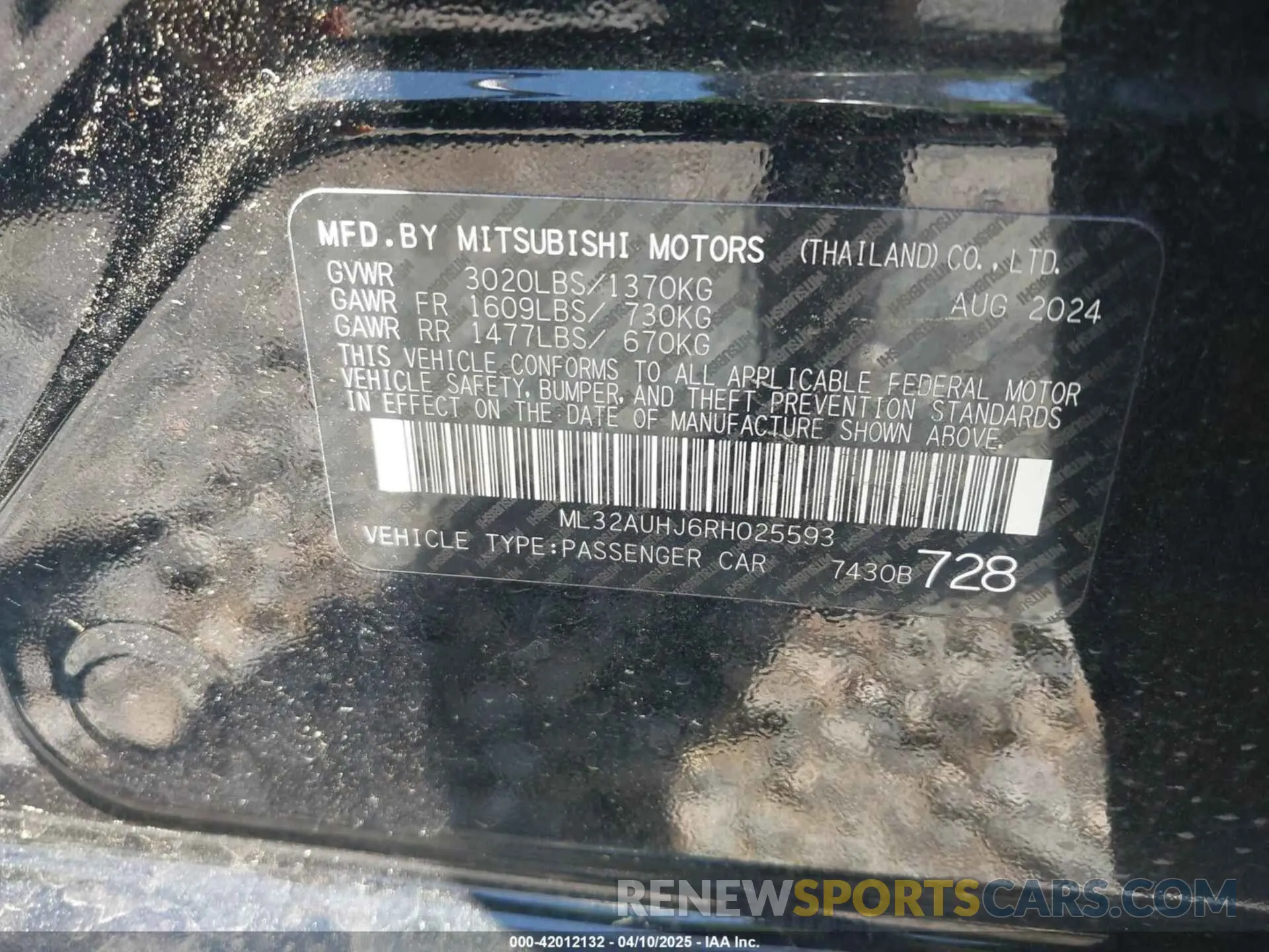 9 fotografías del automóvil dañado ML32AUHJ6RH025593 MITSUBISHI MIRAGE 2024