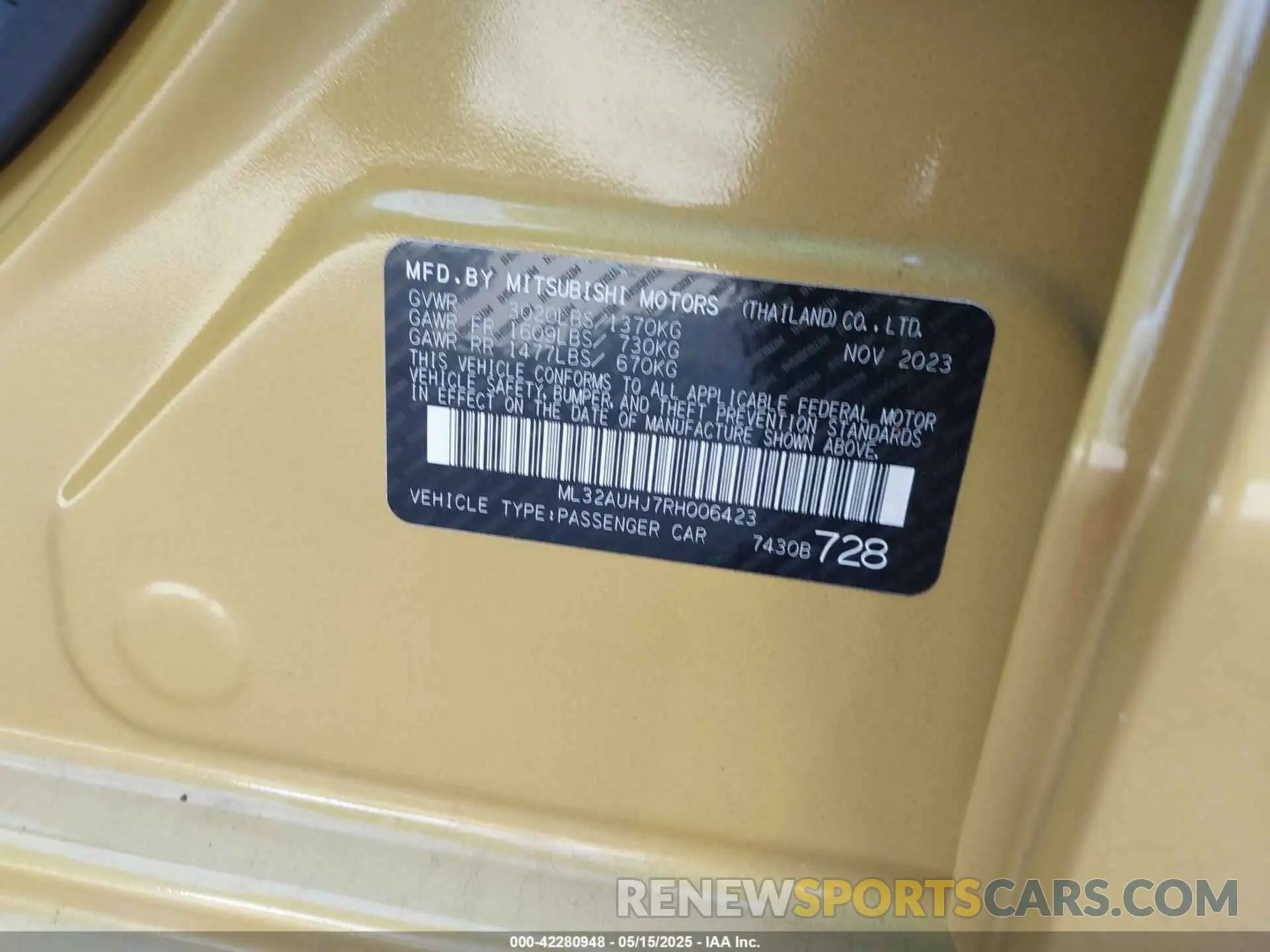 9 fotografías del automóvil dañado ML32AUHJ7RH006423 MITSUBISHI MIRAGE 2024