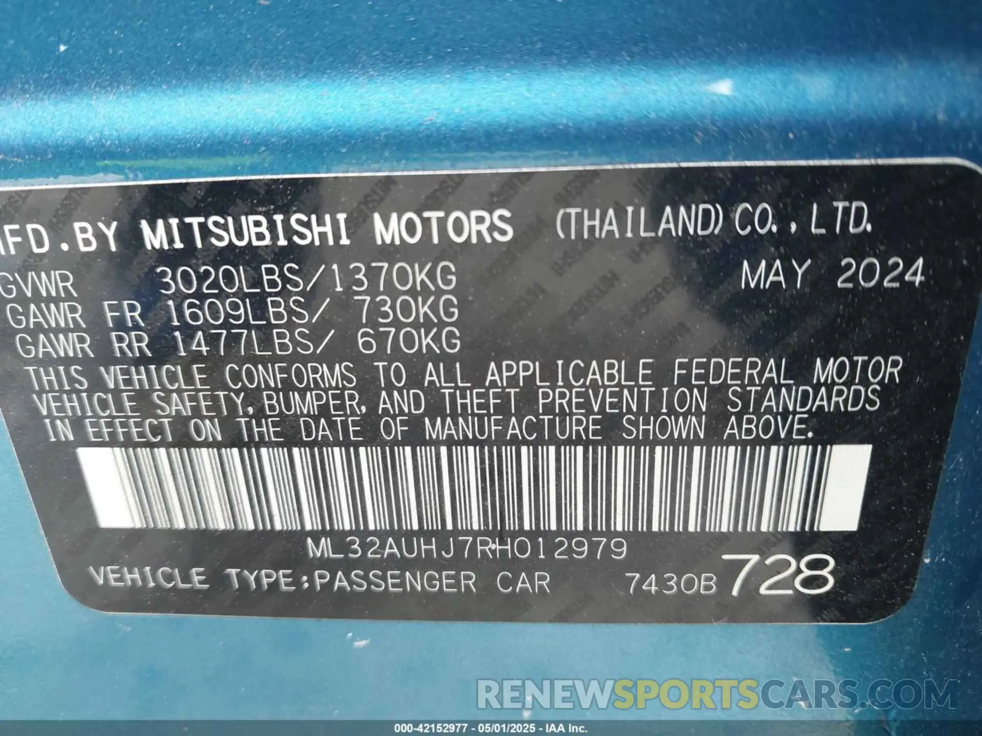 9 fotografías del automóvil dañado ML32AUHJ7RH012979 MITSUBISHI MIRAGE 2024