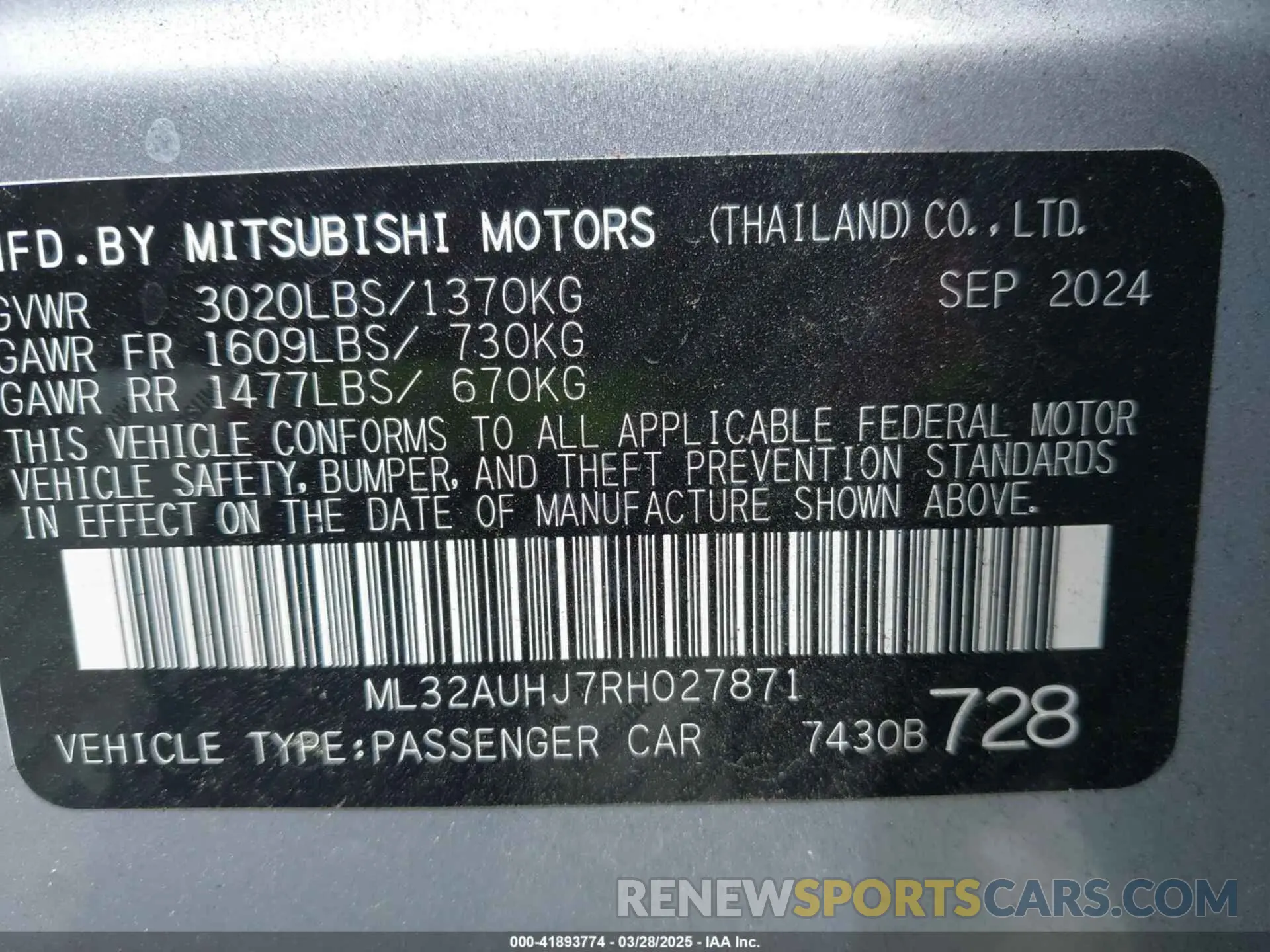 9 fotografías del automóvil dañado ML32AUHJ7RH027871 MITSUBISHI MIRAGE 2024