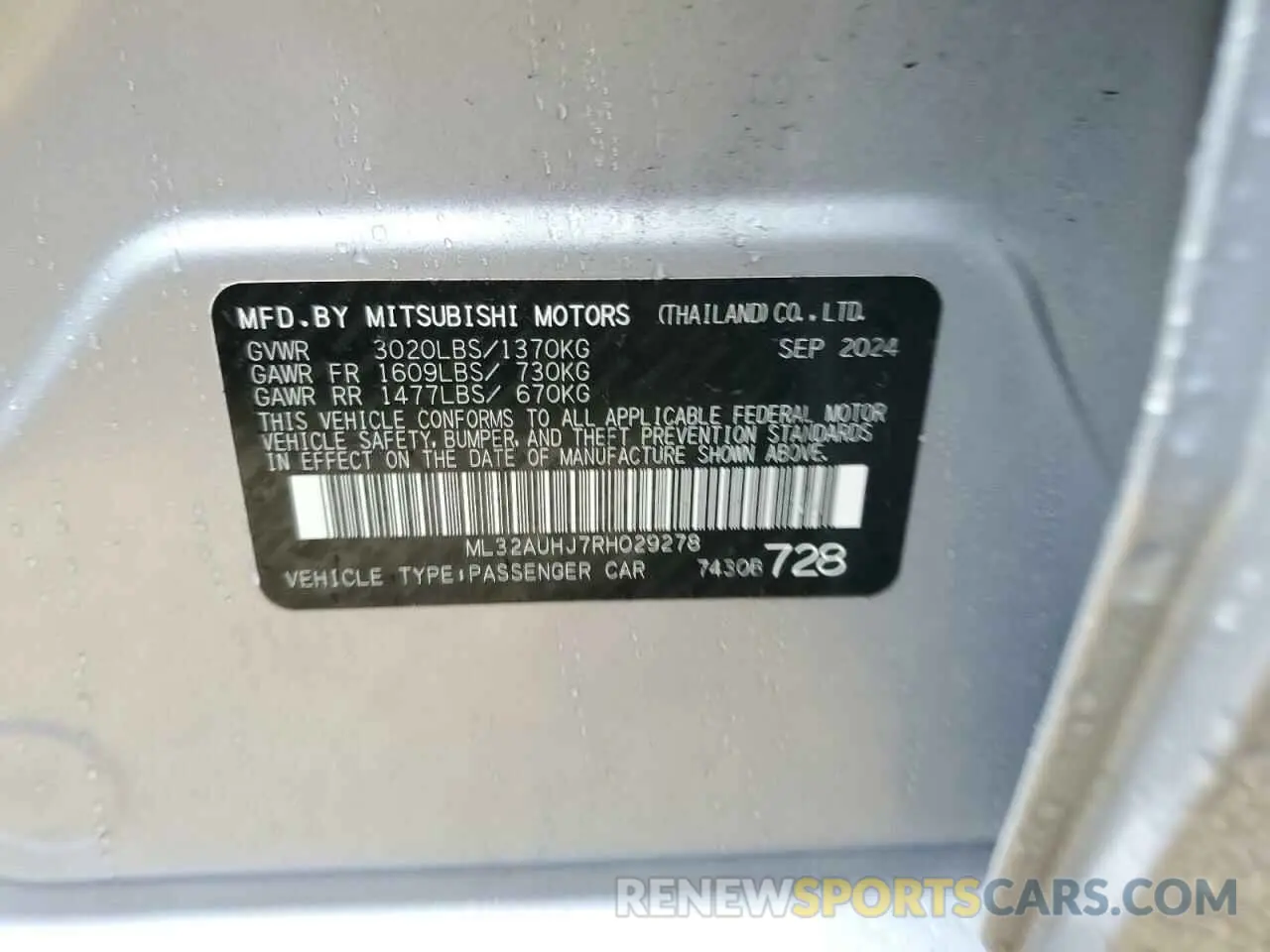 12 fotografías del automóvil dañado ML32AUHJ7RH029278 MITSUBISHI MIRAGE 2024