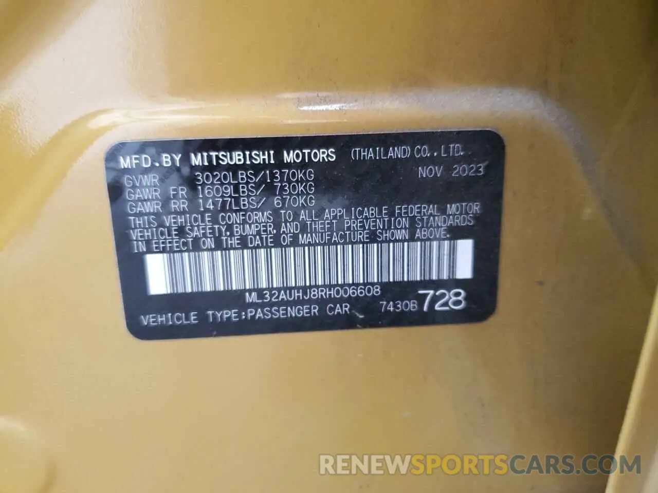 12 fotografías del automóvil dañado ML32AUHJ8RH006608 MITSUBISHI MIRAGE 2024