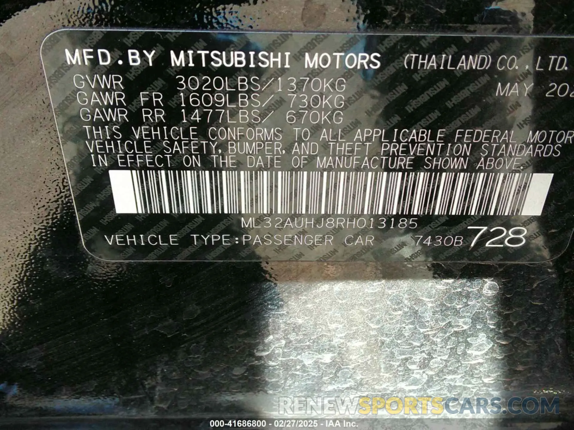 9 fotografías del automóvil dañado ML32AUHJ8RH013185 MITSUBISHI MIRAGE 2024
