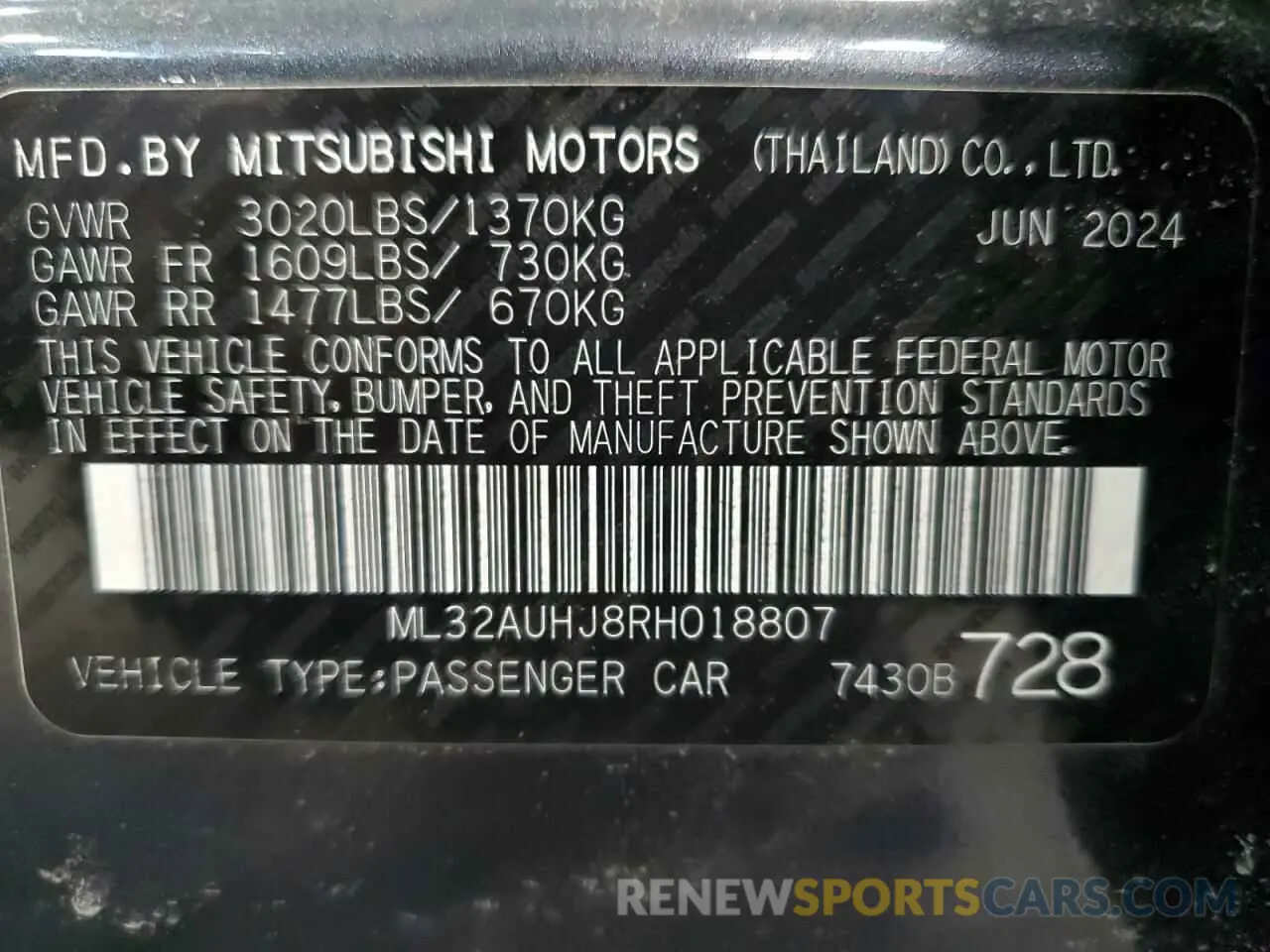 13 fotografías del automóvil dañado ML32AUHJ8RH018807 MITSUBISHI MIRAGE 2024