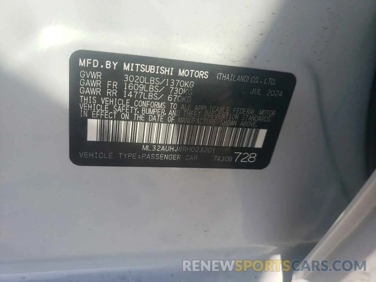 15 fotografías del automóvil dañado ML32AUHJ8RH023201 MITSUBISHI MIRAGE 2024