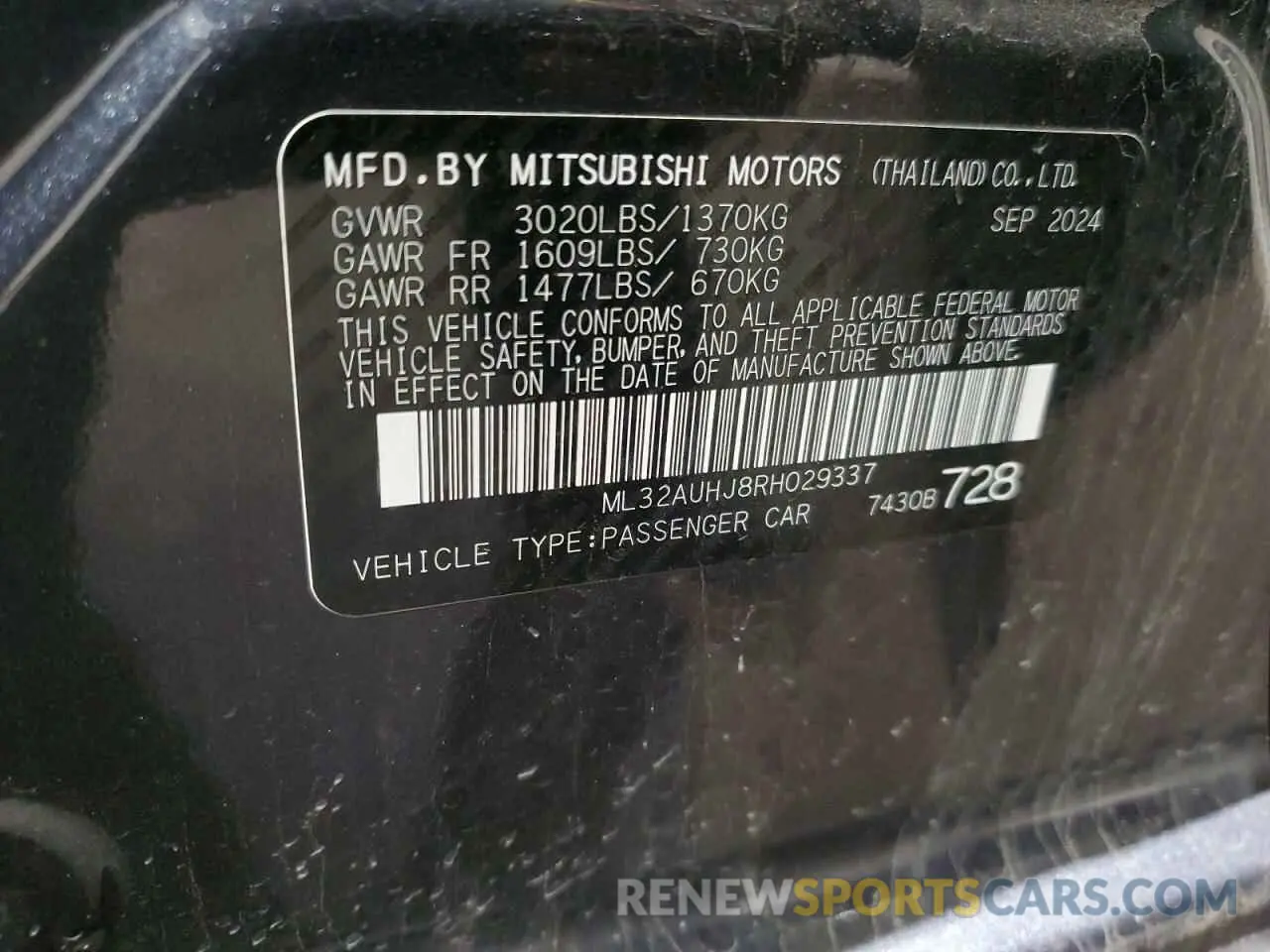 13 fotografías del automóvil dañado ML32AUHJ8RH029337 MITSUBISHI MIRAGE 2024