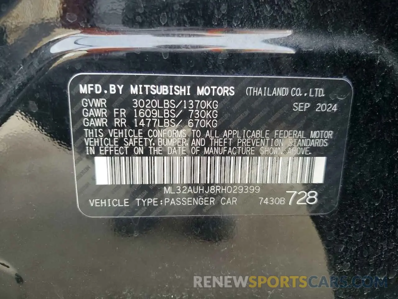 13 fotografías del automóvil dañado ML32AUHJ8RH029399 MITSUBISHI MIRAGE 2024