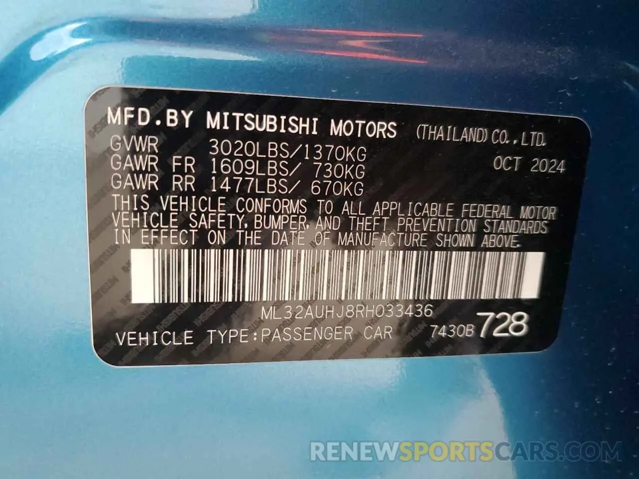 13 fotografías del automóvil dañado ML32AUHJ8RH033436 MITSUBISHI MIRAGE 2024