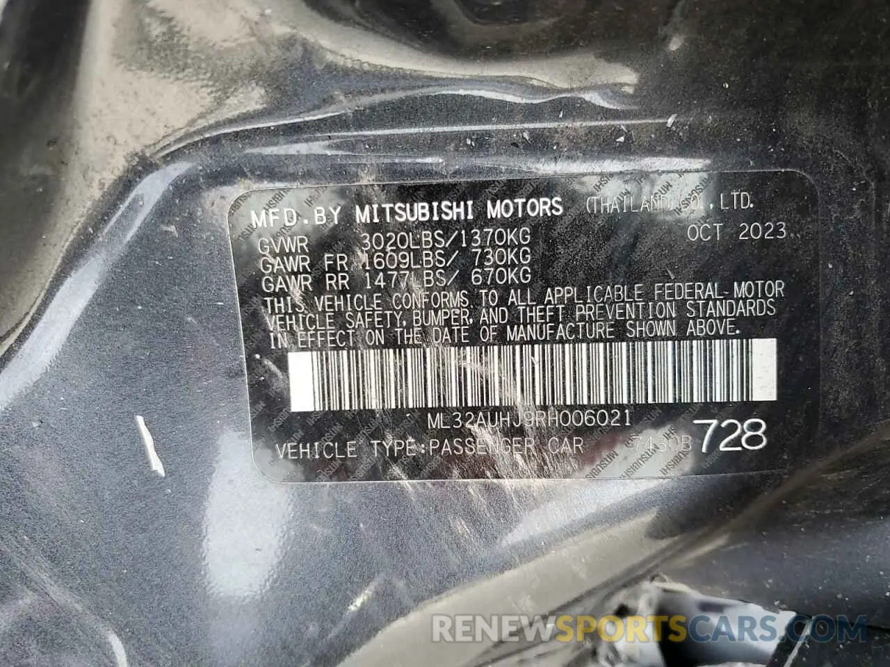 12 fotografías del automóvil dañado ML32AUHJ9RH006021 MITSUBISHI MIRAGE 2024