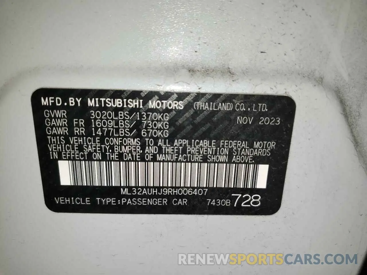 13 fotografías del automóvil dañado ML32AUHJ9RH006407 MITSUBISHI MIRAGE 2024