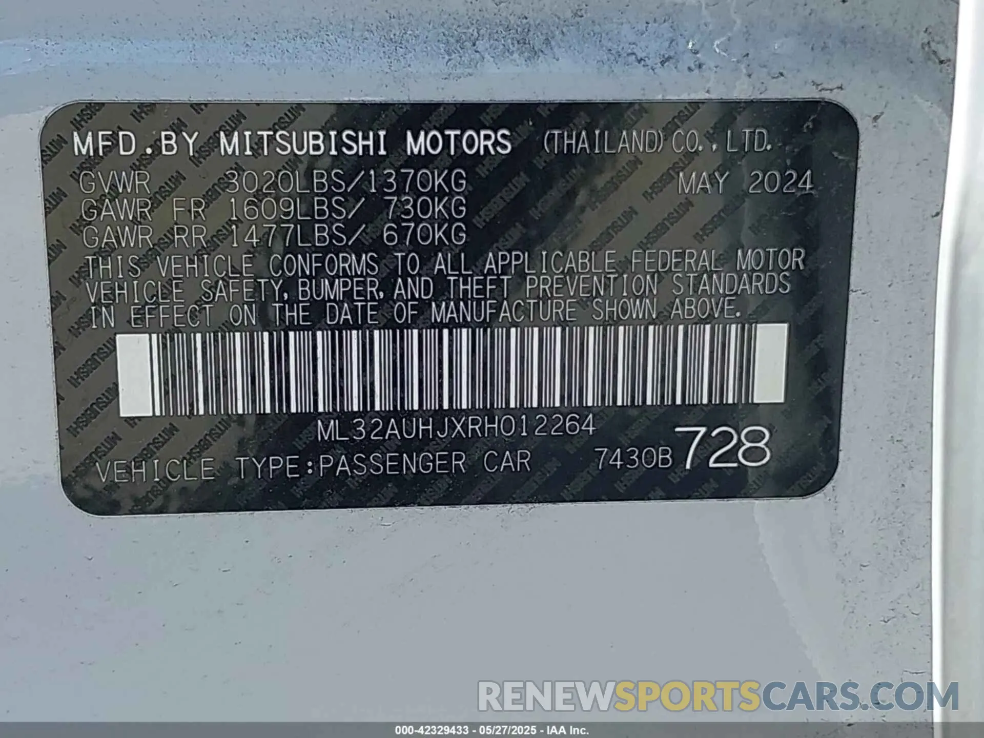 9 fotografías del automóvil dañado ML32AUHJXRH012264 MITSUBISHI MIRAGE 2024