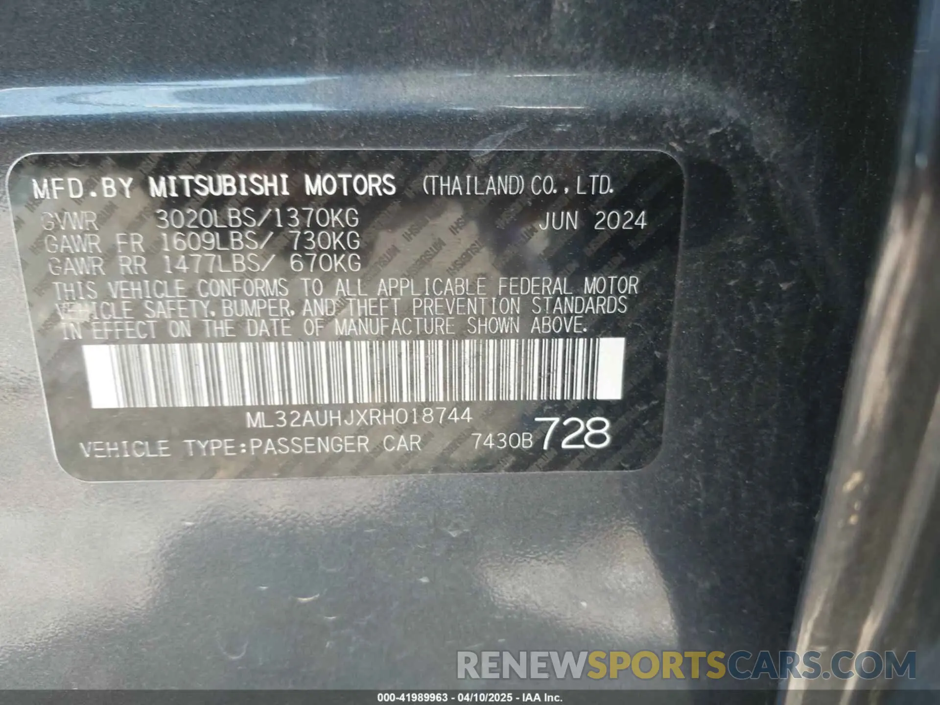 9 fotografías del automóvil dañado ML32AUHJXRH018744 MITSUBISHI MIRAGE 2024