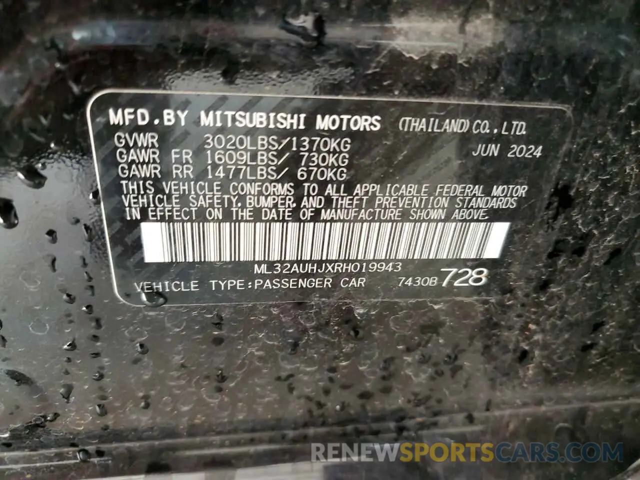 12 fotografías del automóvil dañado ML32AUHJXRH019943 MITSUBISHI MIRAGE 2024