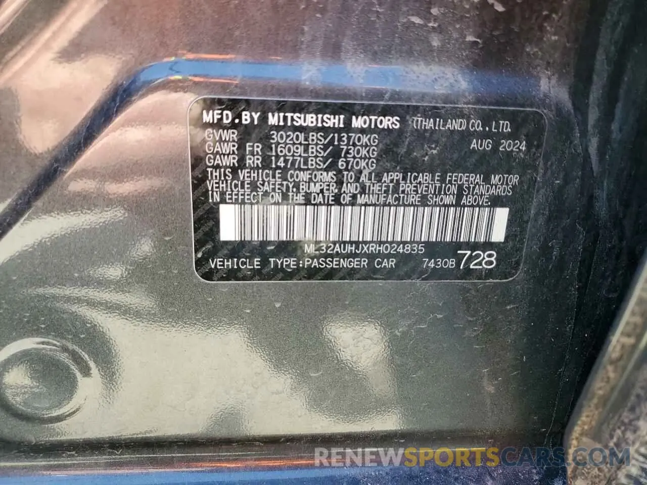 12 fotografías del automóvil dañado ML32AUHJXRH024835 MITSUBISHI MIRAGE 2024